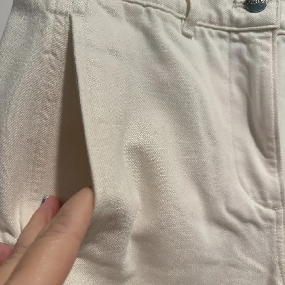 J Crew Relaxed Barrel Leg Jeans White Denim Size 0 NEW